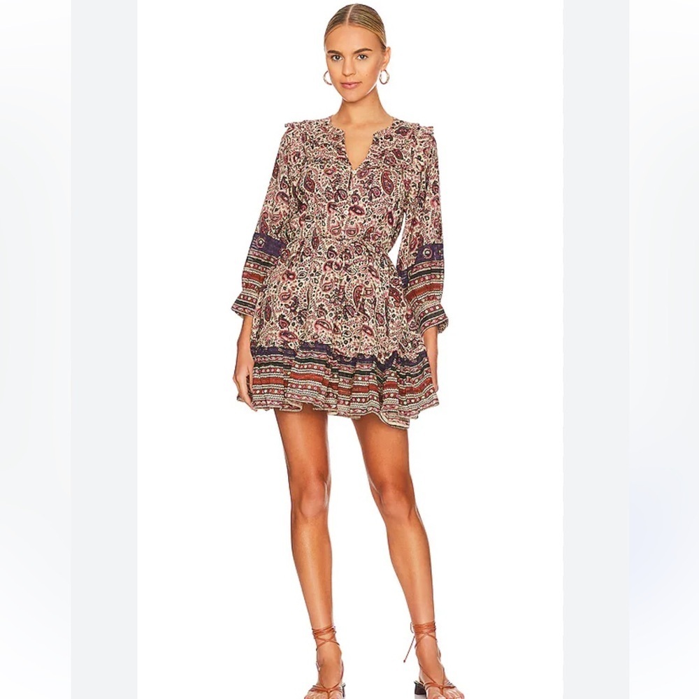 Cleobella REVOLVE Reign Mini Dress in Laurel Block Print 100% organic cotton